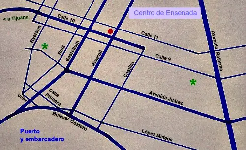 Guía y Plano de las principales calles y avenidas de Ensenada.