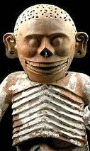 Mictlantecuhtli, señor del Mictlán, representado como esqueleto, dio origen al uso de calaveras en Día de Muertos